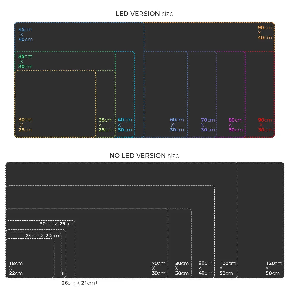 LED Light Mousepad RGB Keyboard Cover Desk-Mat Colorful Surface Mouse Pad Waterproof Multi-Size World Computer Gamer CS Dota