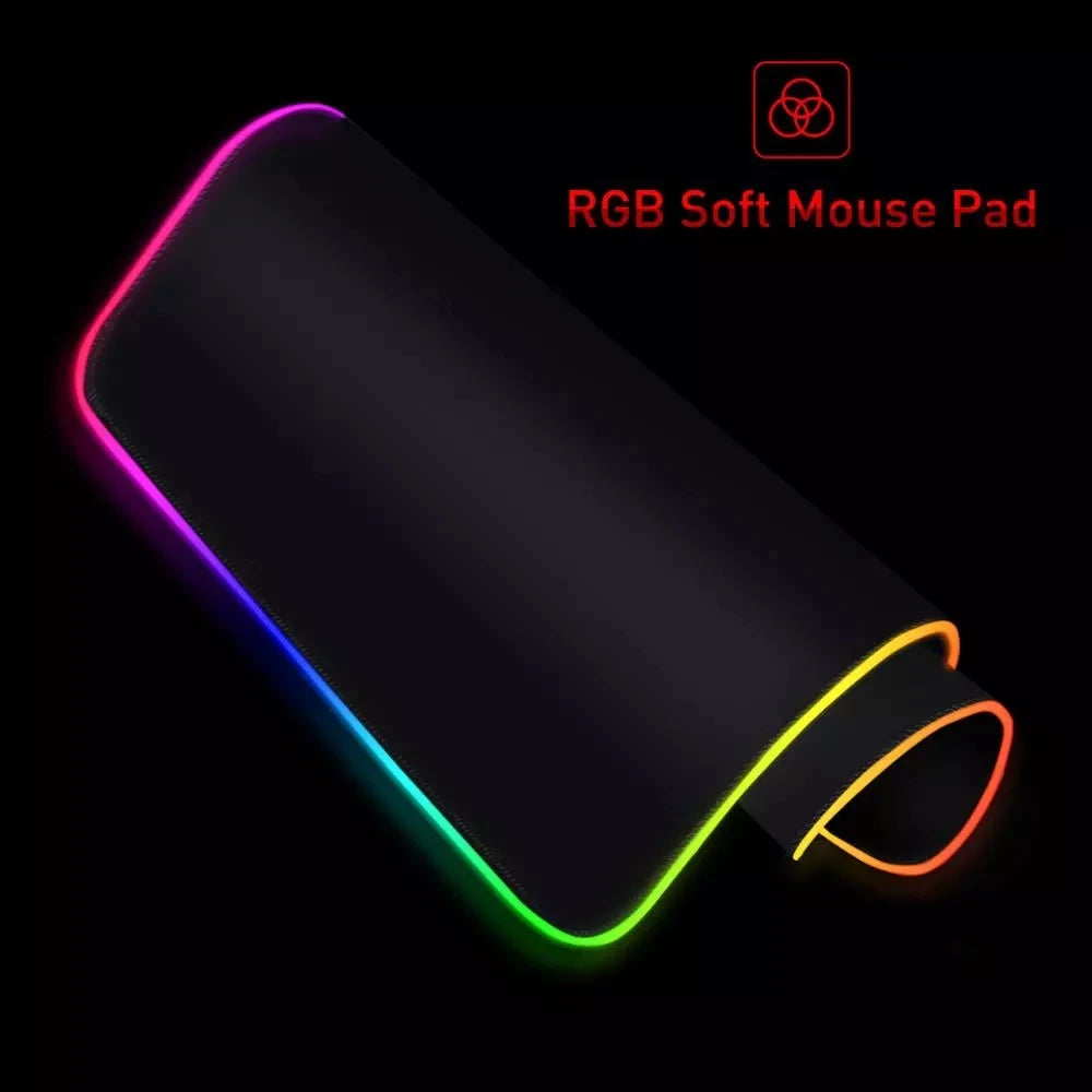 White and Black LED Mousepad RGB Gaming Mouse Pad Game Accessorie Backlit Desk Mat Computer Keyboard Mice Mat XXL Large Mausepad