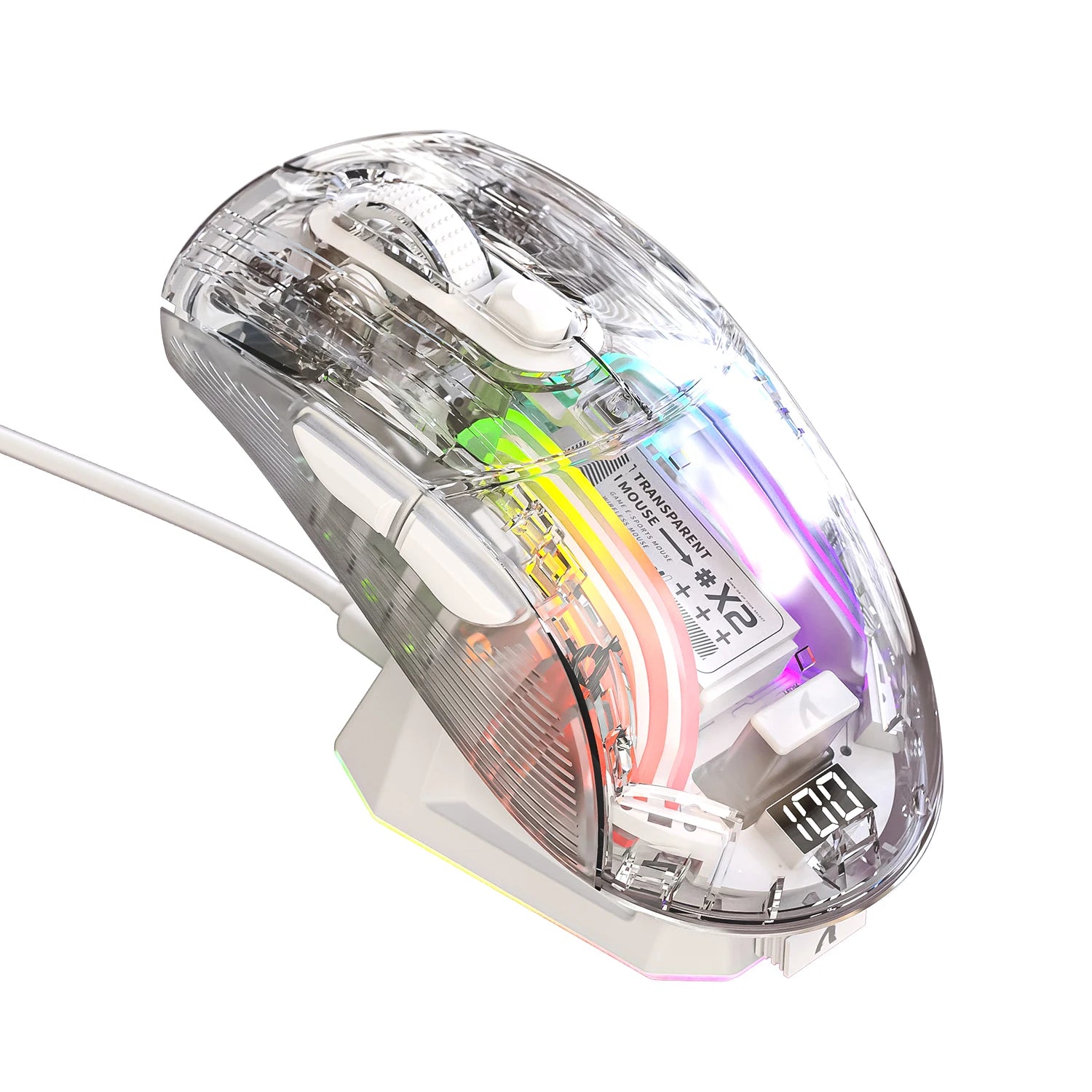 X2 Pro Wireless Gaming Mouse RGB, Tri-Mode Bluetooth, Silent Click, Battery Display, Magnetic Charging Dock