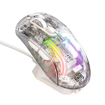 X2 Pro Wireless Gaming Mouse RGB, Tri-Mode Bluetooth, Silent Click, Battery Display, Magnetic Charging Dock