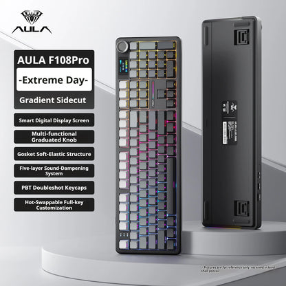 F108 PRO Mechanical Keyboard RGB Backlight Wireless Bluetooth Hifi