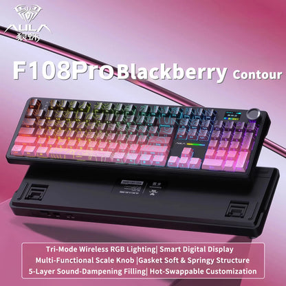 F108 PRO Mechanical Keyboard RGB Backlight Wireless Bluetooth Hifi