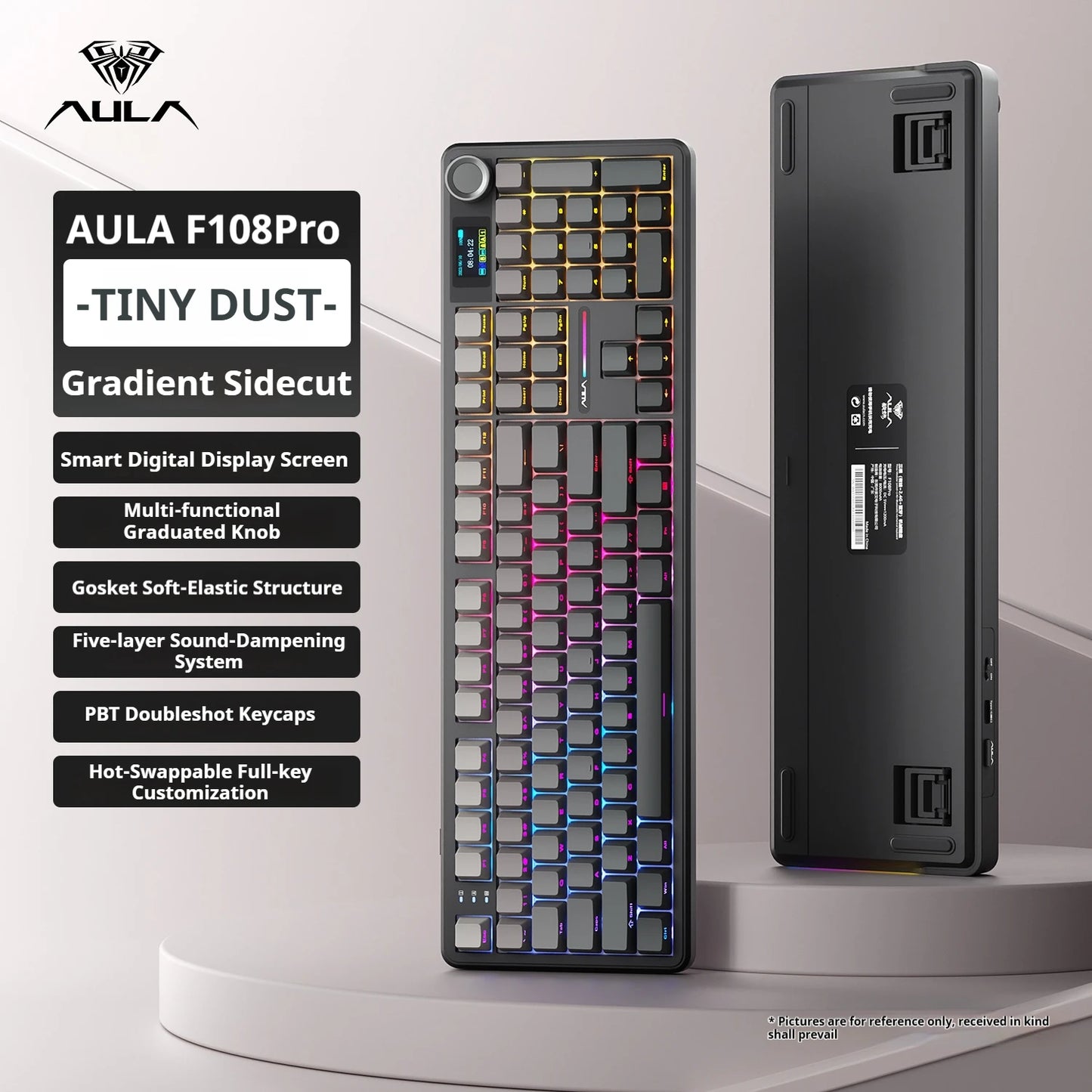 F108 PRO Mechanical Keyboard RGB Backlight Wireless Bluetooth Hifi