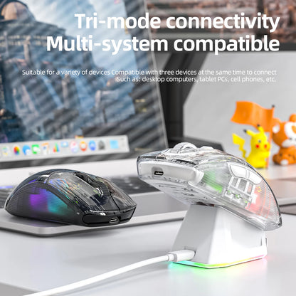 X2 Pro Wireless Gaming Mouse RGB, Tri-Mode Bluetooth, Silent Click, Battery Display, Magnetic Charging Dock