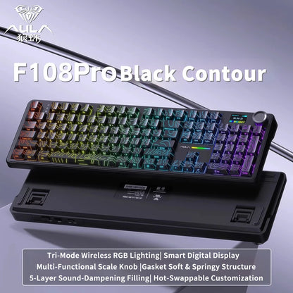 F108 PRO Mechanical Keyboard RGB Backlight Wireless Bluetooth Hifi