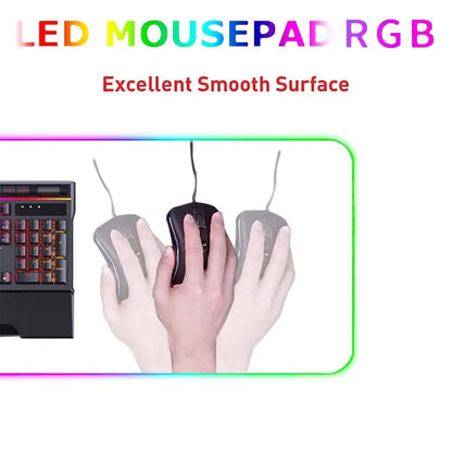 White and Black LED Mousepad RGB Gaming Mouse Pad Game Accessorie Backlit Desk Mat Computer Keyboard Mice Mat XXL Large Mausepad