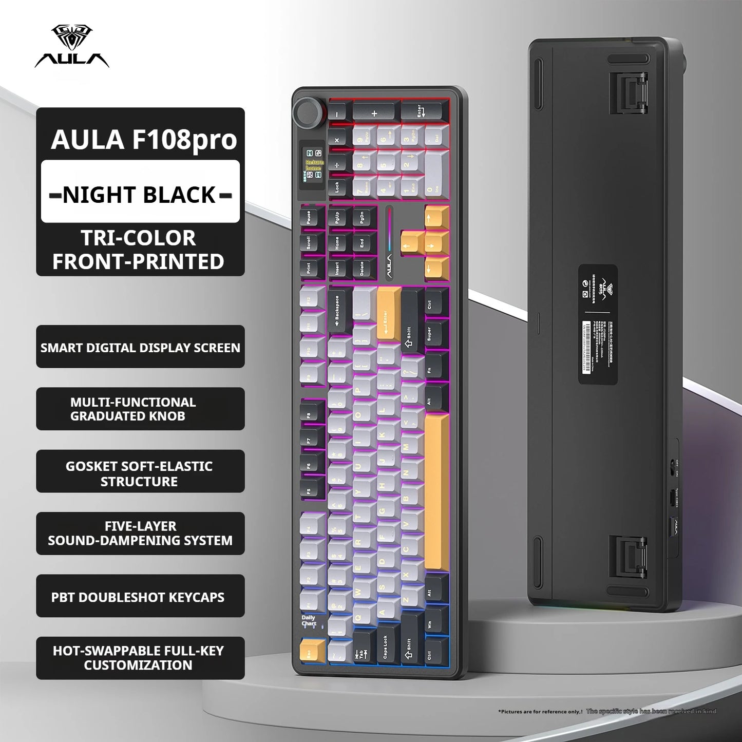 F108 PRO Mechanical Keyboard RGB Backlight Wireless Bluetooth Hifi