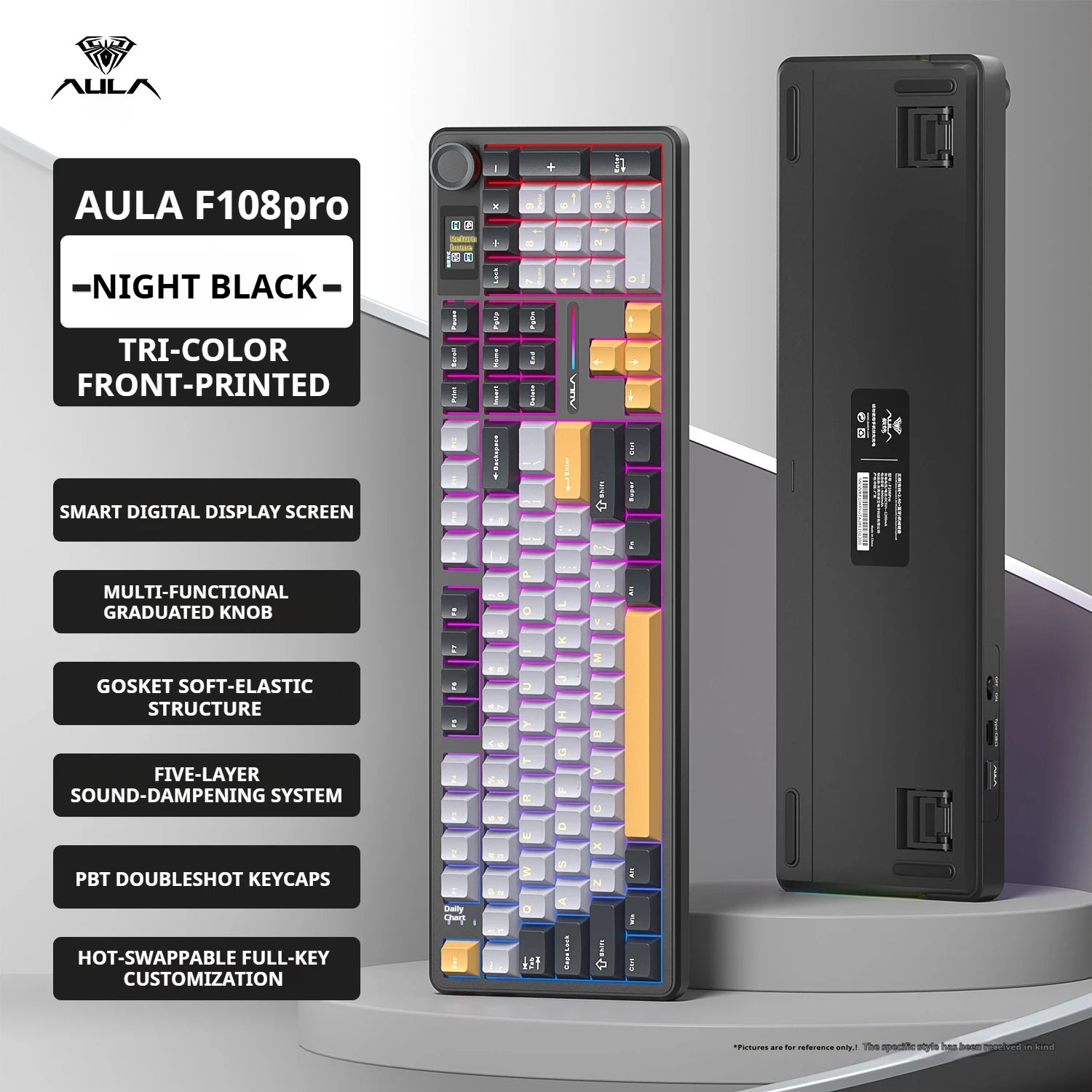F108 PRO Mechanical Keyboard RGB Backlight Wireless Bluetooth Hifi