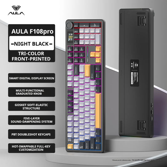 F108 PRO Mechanical Keyboard RGB Backlight Wireless Bluetooth Hifi
