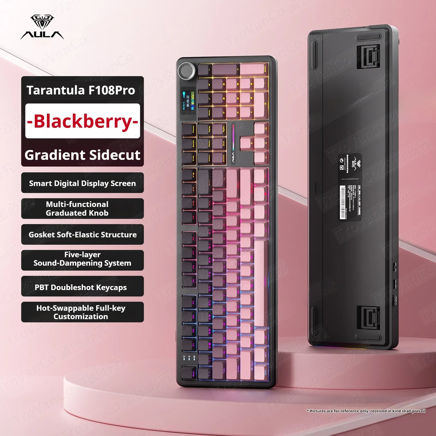 F108 PRO Mechanical Keyboard RGB Backlight Wireless Bluetooth Hifi