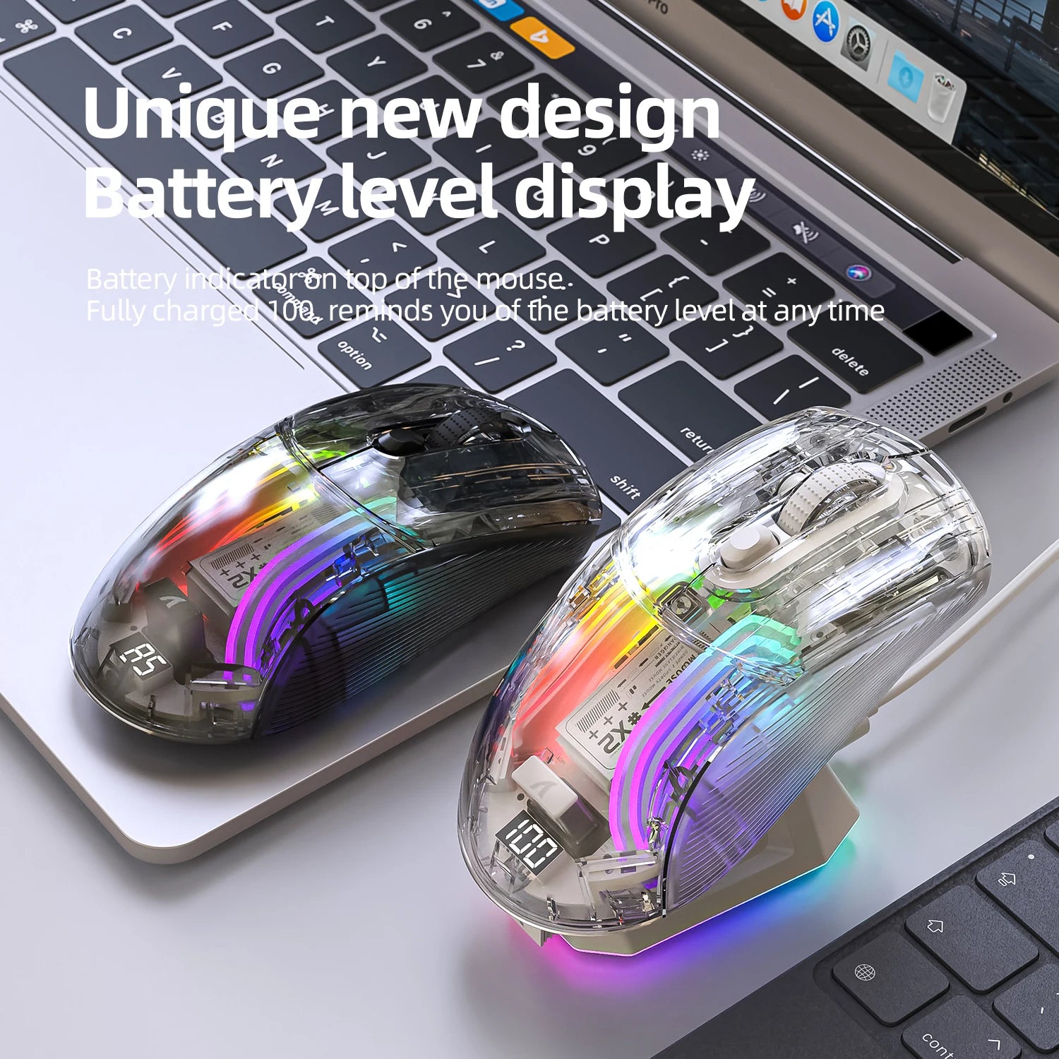 X2 Pro Wireless Gaming Mouse RGB, Tri-Mode Bluetooth, Silent Click, Battery Display, Magnetic Charging Dock