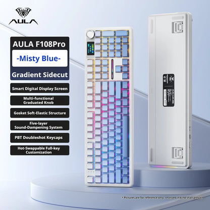 F108 PRO Mechanical Keyboard RGB Backlight Wireless Bluetooth Hifi