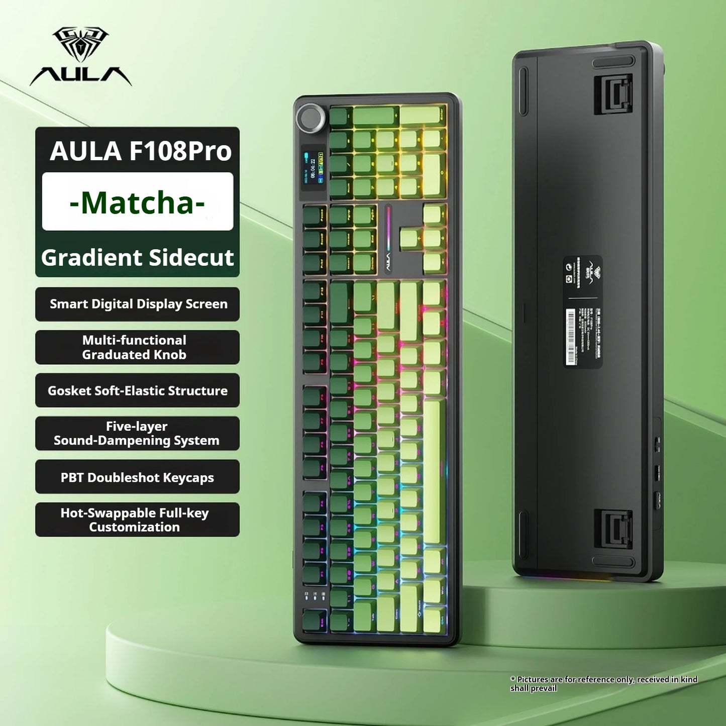 F108 PRO Mechanical Keyboard RGB Backlight Wireless Bluetooth Hifi