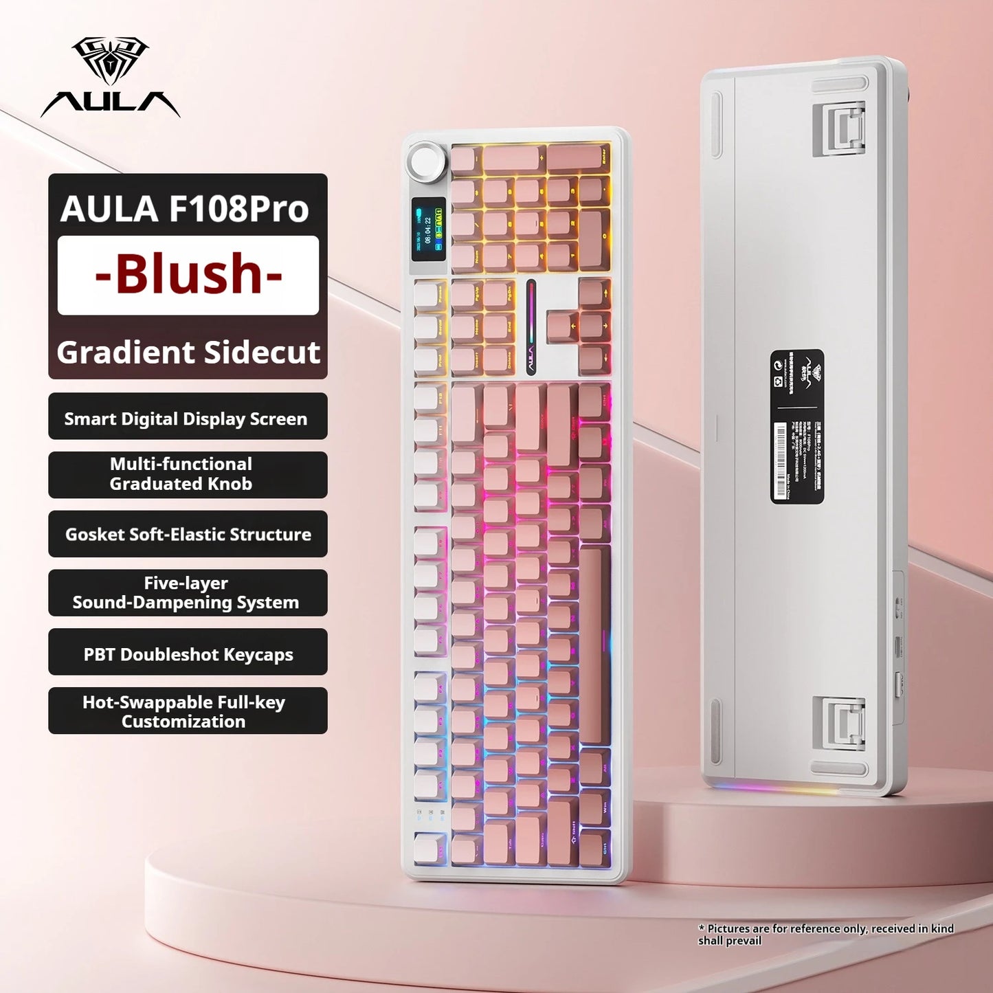 F108 PRO Mechanical Keyboard RGB Backlight Wireless Bluetooth Hifi