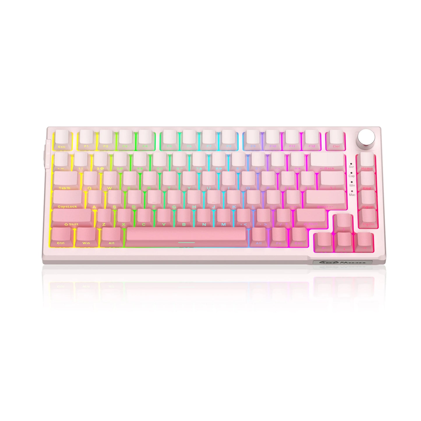 SKY81 75% Mechanical Gaming Keyboard, RGB Gasket Hot Swappable Wired Custom Creamy Sound Dampening Keyboard with Knob