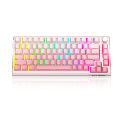 SKY81 75% Mechanical Gaming Keyboard, RGB Gasket Hot Swappable Wired Custom Creamy Sound Dampening Keyboard with Knob