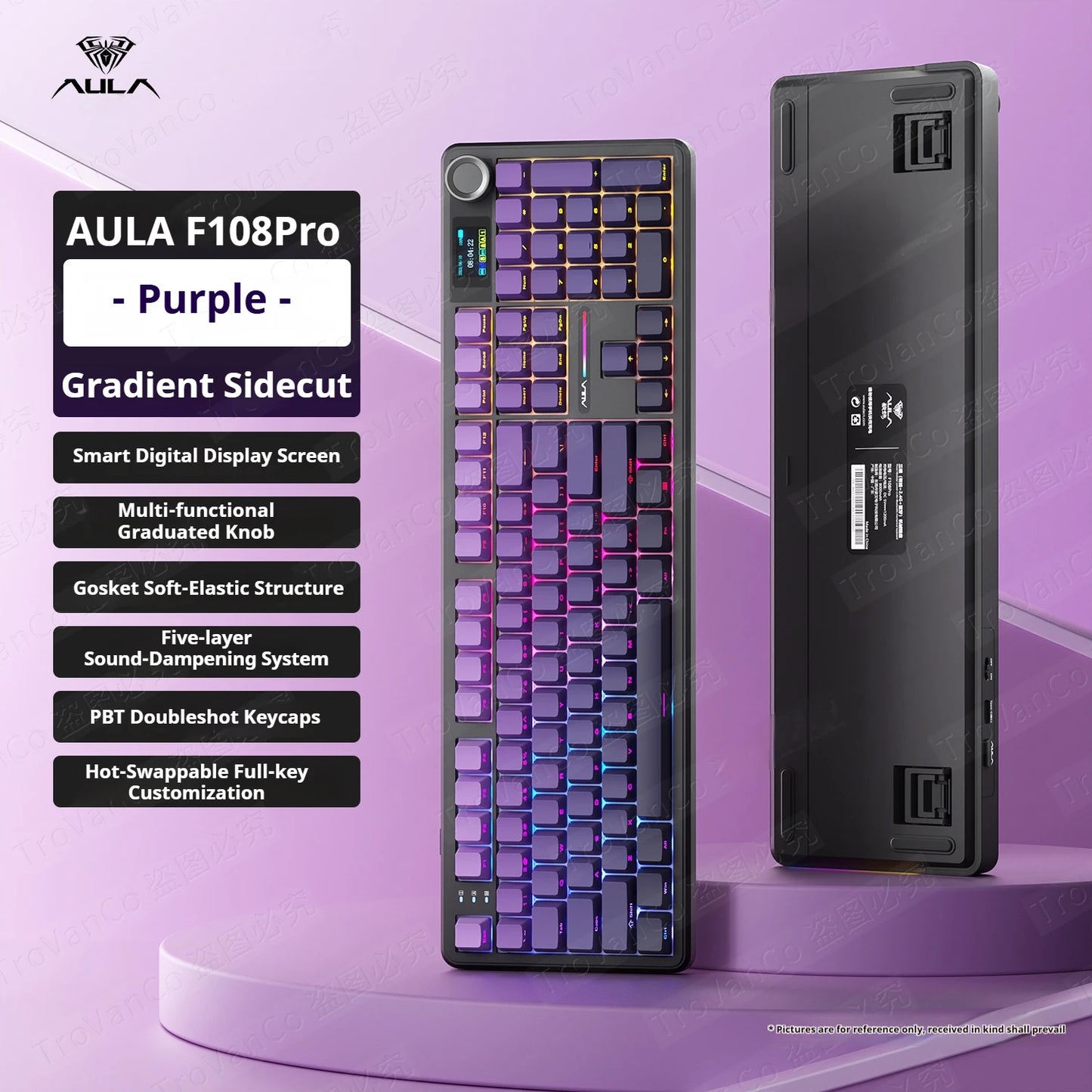 F108 PRO Mechanical Keyboard RGB Backlight Wireless Bluetooth Hifi