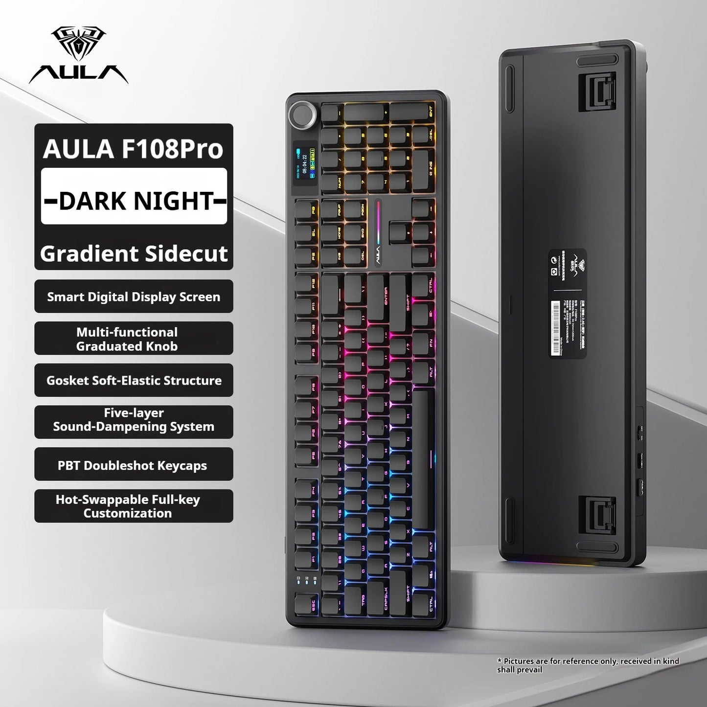 F108 PRO Mechanical Keyboard RGB Backlight Wireless Bluetooth Hifi